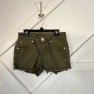 Aeropostale Wallflower Olive Green Denim Shorts, Size 3